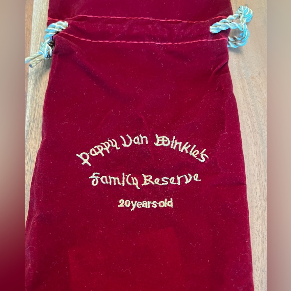 Pappy Van Winkle’s Family Reserve 20 Year Old Bourbon Red Velvet Bag